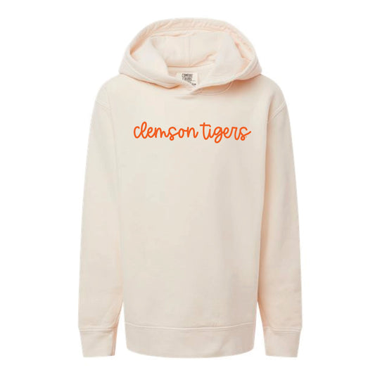 The Clemson Tigers Cursive | Youth Ivory Hoodie