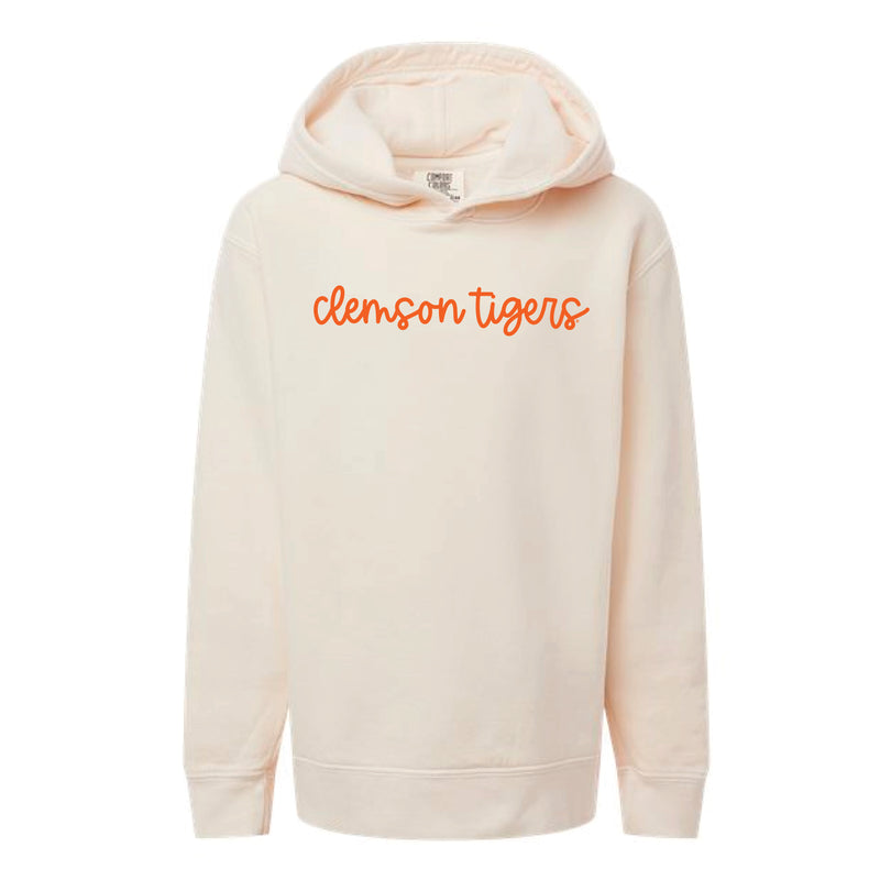 The Clemson Tigers Cursive | Youth Ivory Hoodie