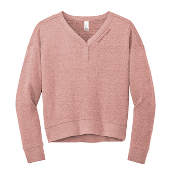 The Clemson Tigers Cursive | Blush Frost Fleece V-Neck Sweatshirt