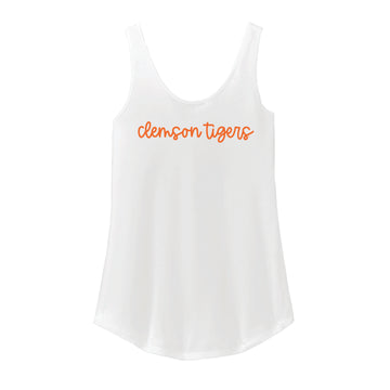 The Clemson Tigers Cursive | White Tank