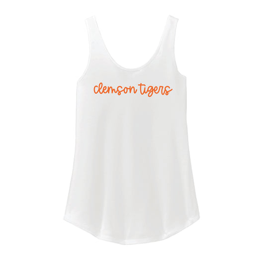 The Clemson Tigers Cursive | White Tank