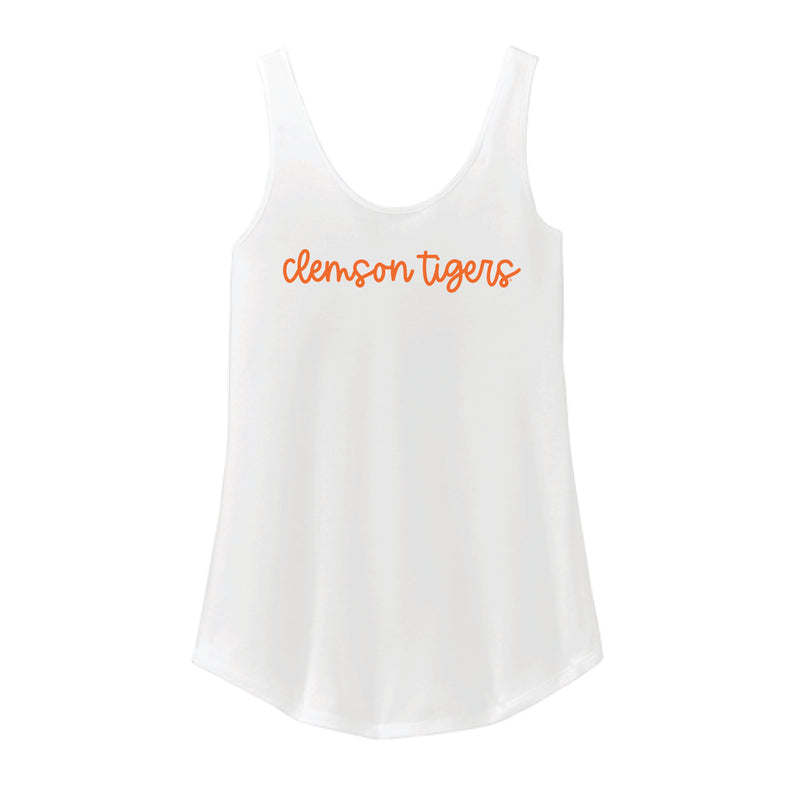 The Clemson Tigers Cursive | White Tank