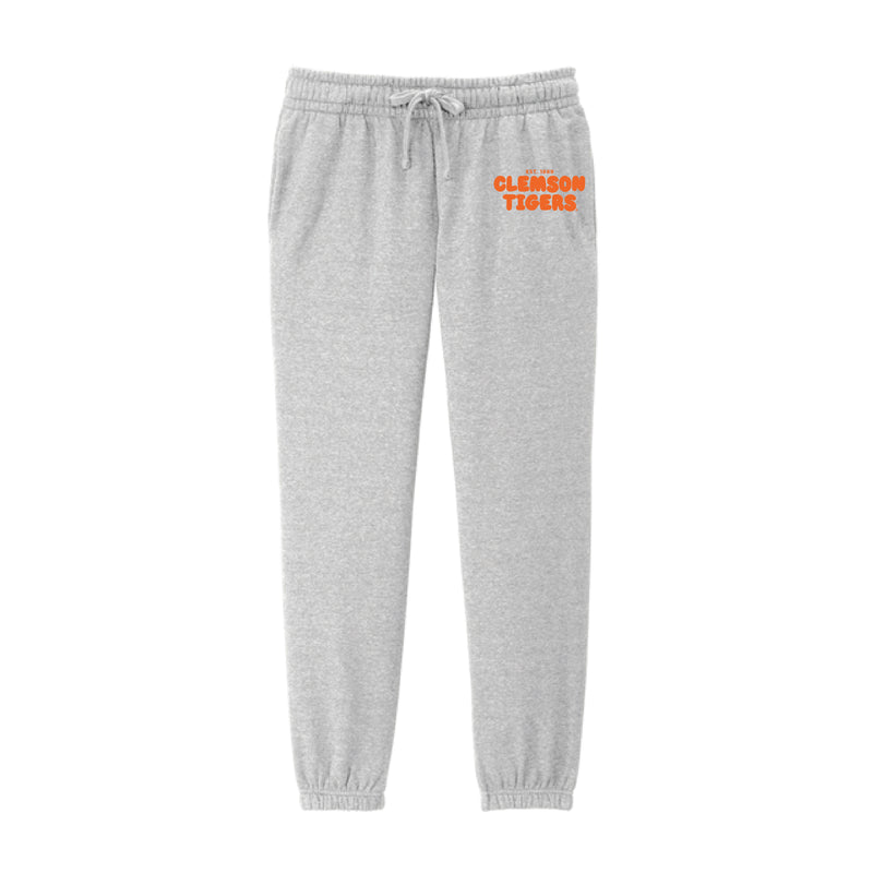 The Clemson Tigers Puff | Light Heather Grey Fleece Joggers