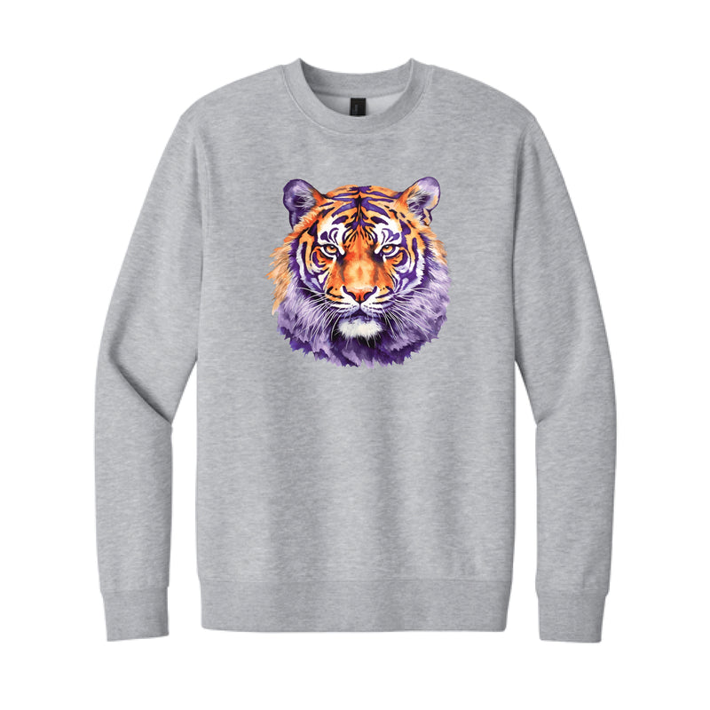 The Clemson Tigers Watercolor Mascot | Light Grey Heather Sweatshirt