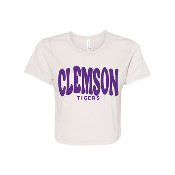 The Clemson Tigers Wavy | Heather Dust Flowy Cropped Tee