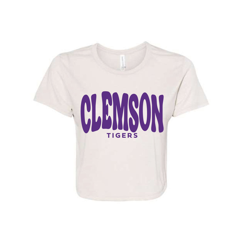 The Clemson Tigers Wavy | Heather Dust Flowy Cropped Tee