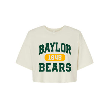 The Collegiate Baylor Bears | Vintage White Crop Tee