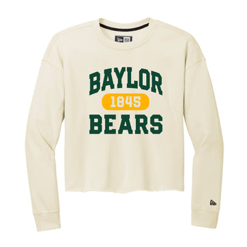 The Collegiate Baylor Bears | Soft Beige Fleece Crop Crew
