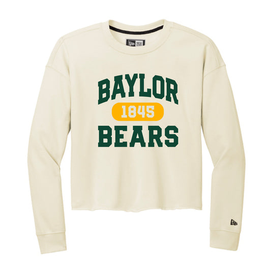 The Collegiate Baylor Bears | Soft Beige Fleece Crop Crew