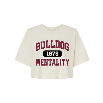 The Collegiate Bulldogs Mentality | Vintage White Crop Tee