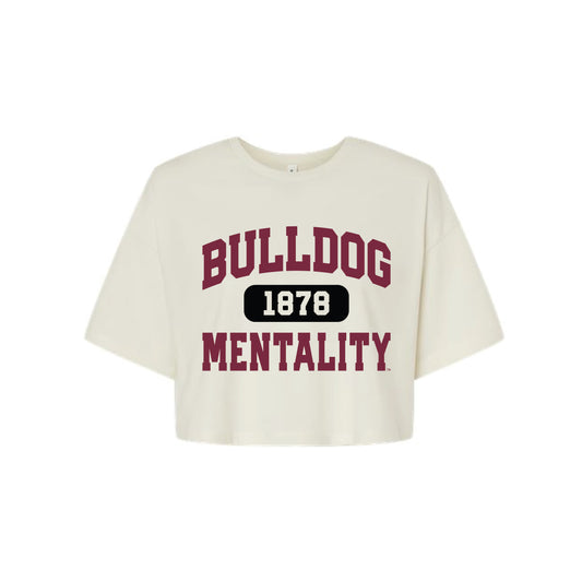 The Collegiate Bulldogs Mentality | Vintage White Crop Tee