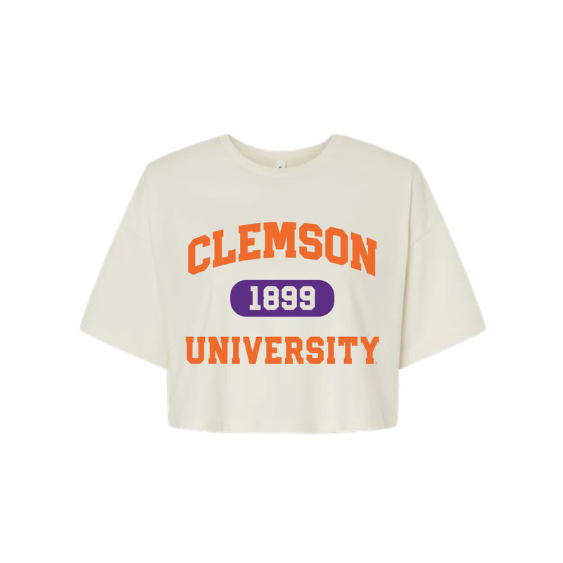 The Collegiate Clemson University | Vintage White Cropped Tee