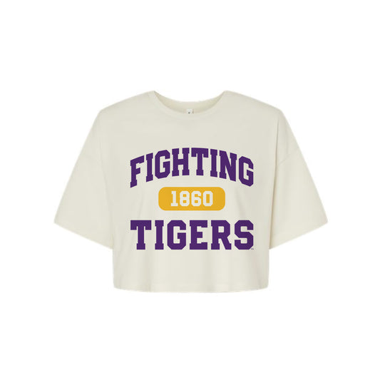 The Collegiate Fightin' Tigers | Vintage White Cropped Tee