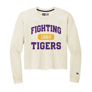 The Collegiate Fightin' Tigers | Soft Beige Fleece Cropped Crew