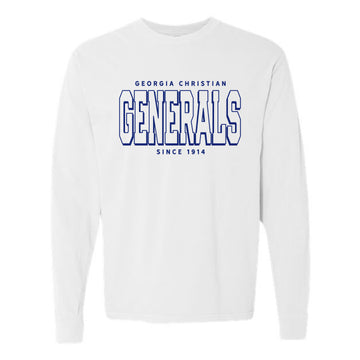 The Collegiate Generals Est. | Adult White Long Sleeve Tee