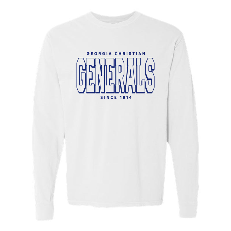 The Collegiate Generals Est. | Adult White Long Sleeve Tee