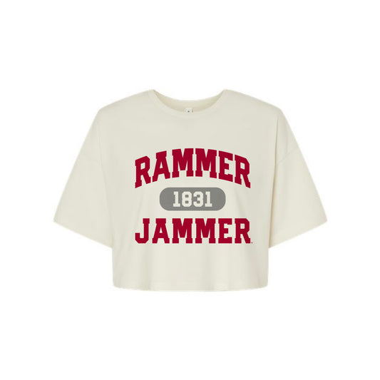 The Collegiate Rammer Jammer | Vintage White Crop Tee