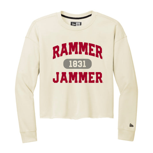 The Collegiate Rammer Jammer | Soft Beige Crop Crew