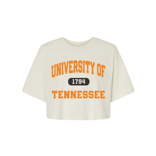 The Collegiate University of Tennessee | Vintage White Cropped Tee