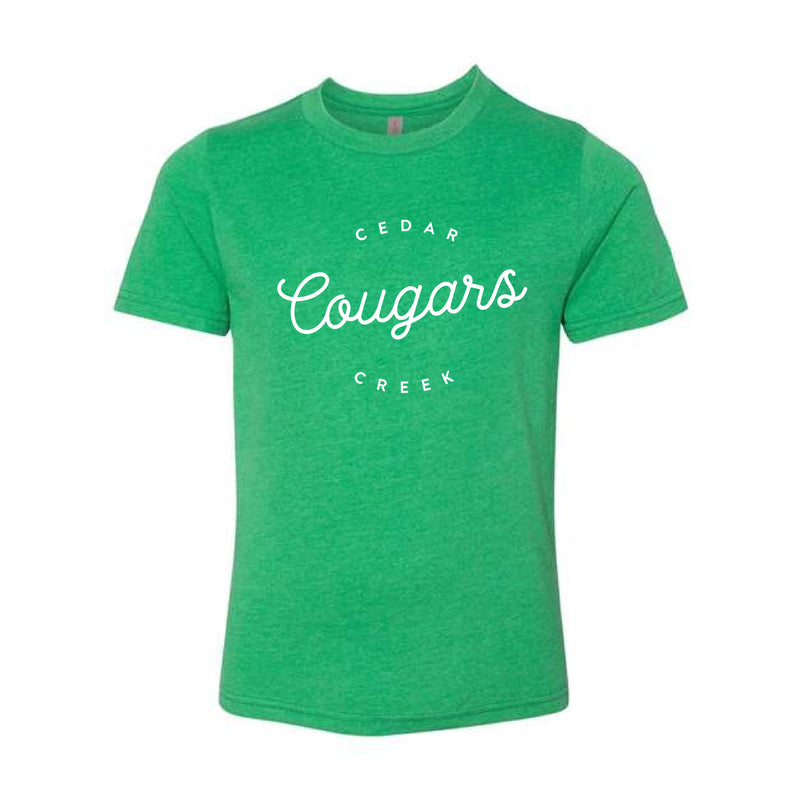 The Cougars Script Circle | Kelly Green Youth Tee