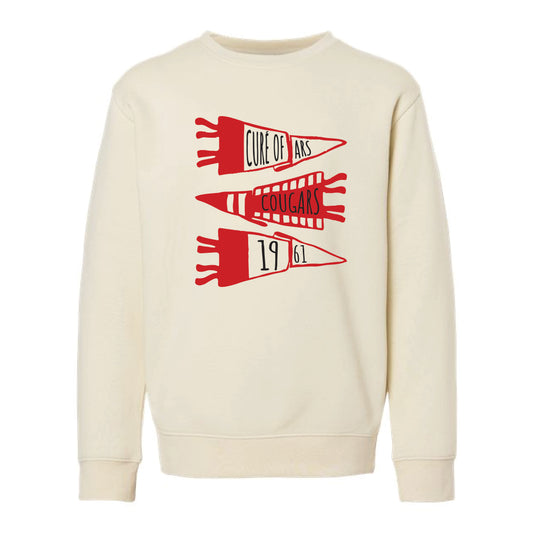 The Cougars Flags | Youth Natural Crewneck