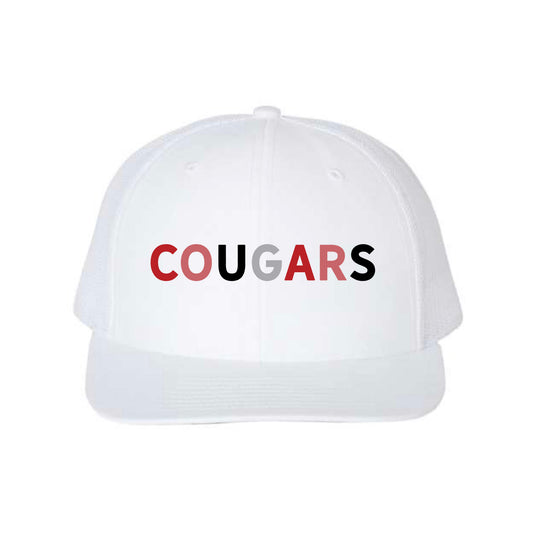 The Cougars Multi | Embroidered White YP 3D Puff Trucker Cap