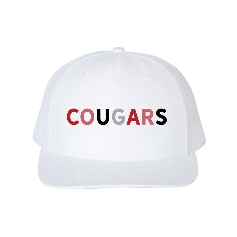 The Cougars Multi | Embroidered White YP 3D Puff Trucker Cap