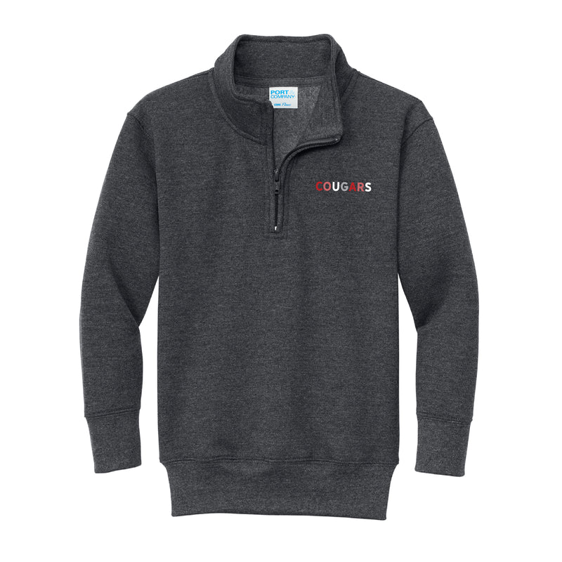 The Cougars Multi | Embroidered Dark Grey Heather Youth 1/4 Zip Pullover