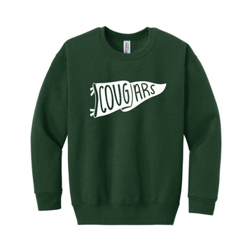 The Cougars Pennant | Youth Forest Crewneck Sweatshirt