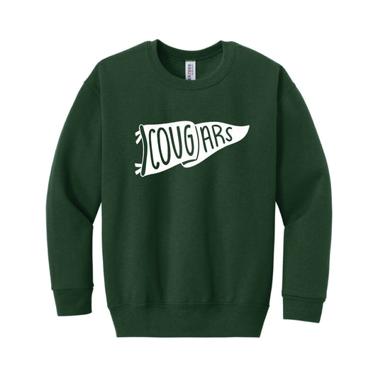 The Cougars Pennant | Youth Forest Crewneck Sweatshirt