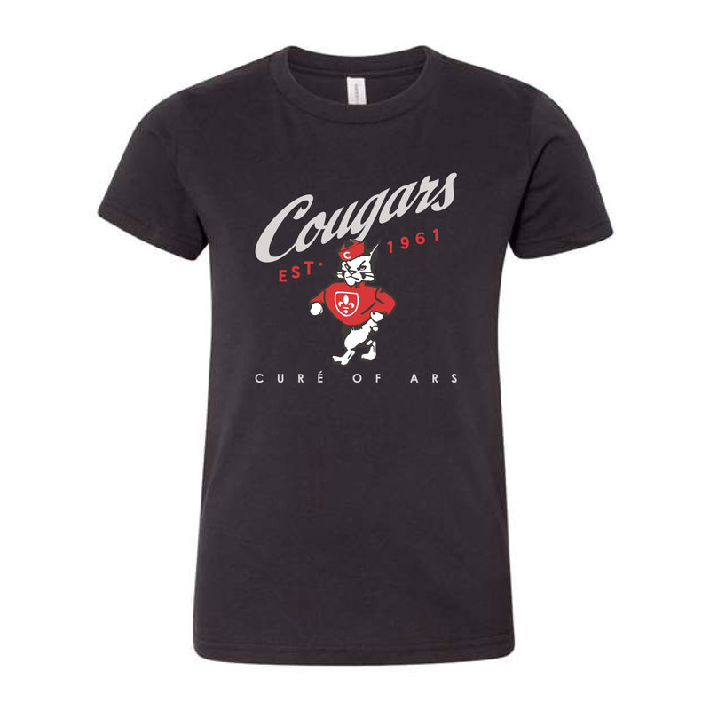 The Cougars Vintage Script | Dark Grey Youth Tee