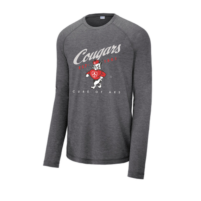 The Cougars Vintage Script | Dark Grey Heather Long Sleeve Tee