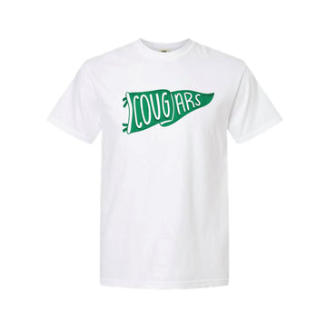 The Cougars Watercolor Pennant | White Tee