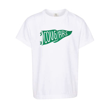 The Cougars Watercolor Pennant | Youth White Tee