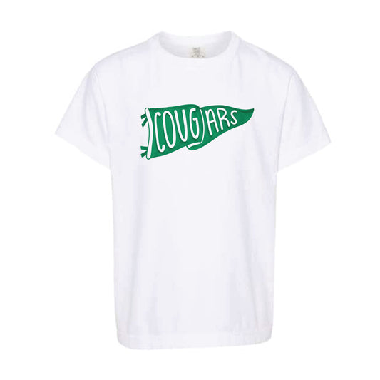 The Cougars Watercolor Pennant | Youth White Tee