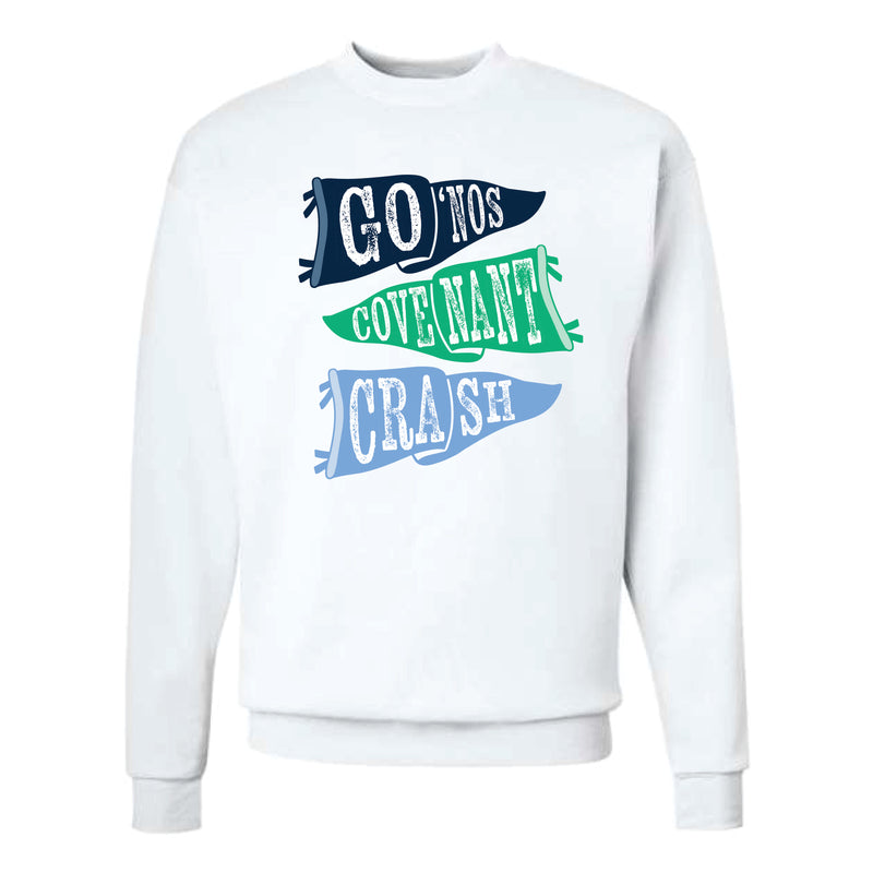 The Covenant Crash Flags | Adult White Crewneck Sweatshirt