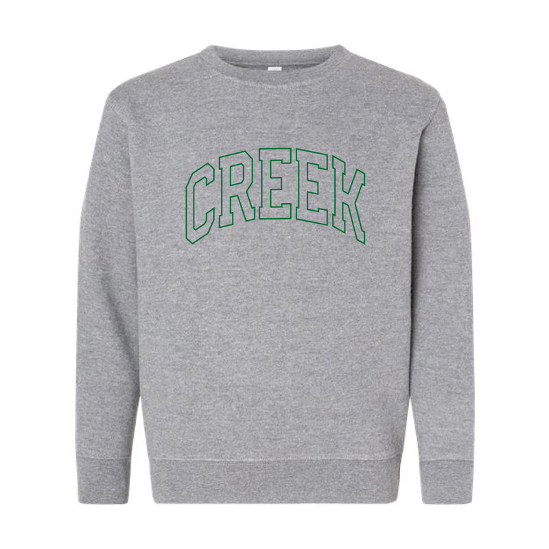 The Creek Outline Arch | Embroidered Heather Youth Crewneck Sweatshirt