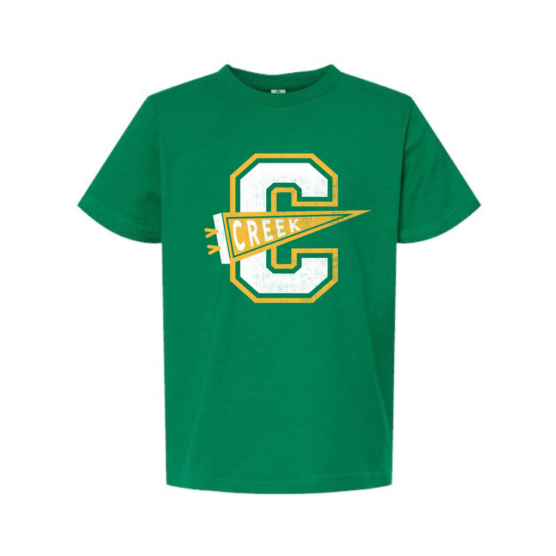 The Creek Pennant | Kelly Green Oversized Youth Tee