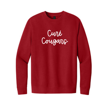 The Cure' Cougars Script  | Embroidered Classic Red Crewneck