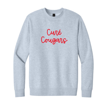 The Cure' Cougars Script  | Embroidered Light Heather Grey Crewneck