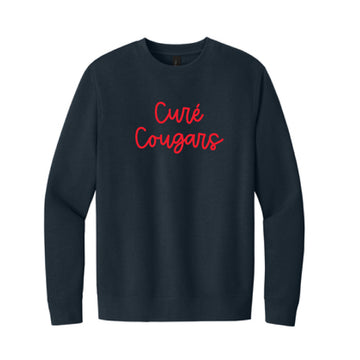 The Cure' Cougars Script  | Embroidered New Navy Crewneck