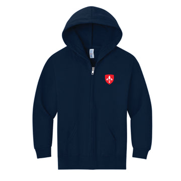 The Cure' of Ars Zip Up Hoodie | Youth Navy Full Zip Hooded Sweatshirt
