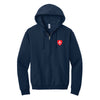 The Cure' of Ars Zip Up Hoodie | Adult Navy Full Zip Hooded Sweatshirt