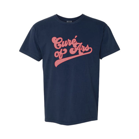The Cure' of Ars Stripes | Adult True Navy Tee