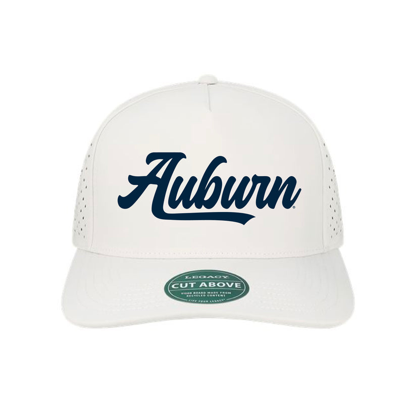 The Cursive Auburn Hat | Embroidered White Cap