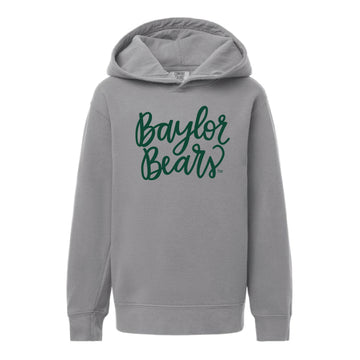The Cursive Baylor Bears | Youth Grey Hoodie