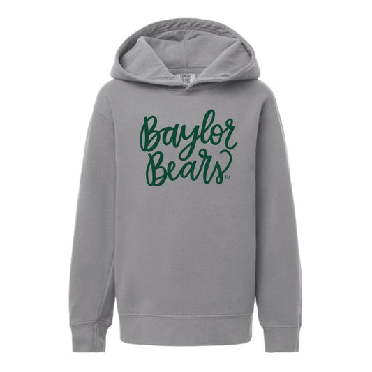The Cursive Baylor Bears | Youth Grey Hoodie