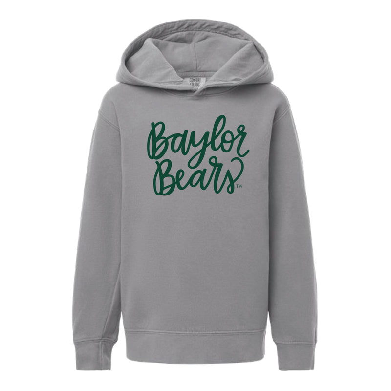 The Cursive Baylor Bears | Youth Grey Hoodie