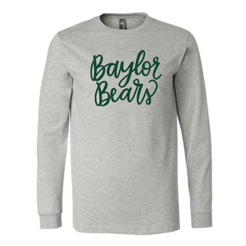 The Cursive Baylor Bears | Athletic Heather Long Sleeve