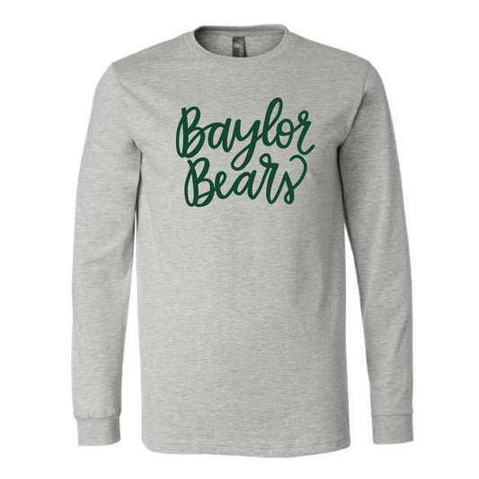 The Cursive Baylor Bears | Athletic Heather Long Sleeve
